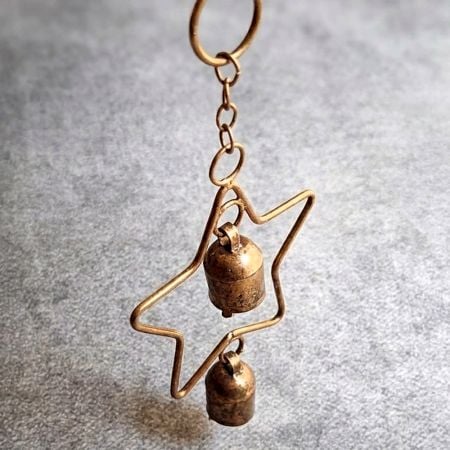 Handcrafted Copper Bell Star Charm Decorative Hanging